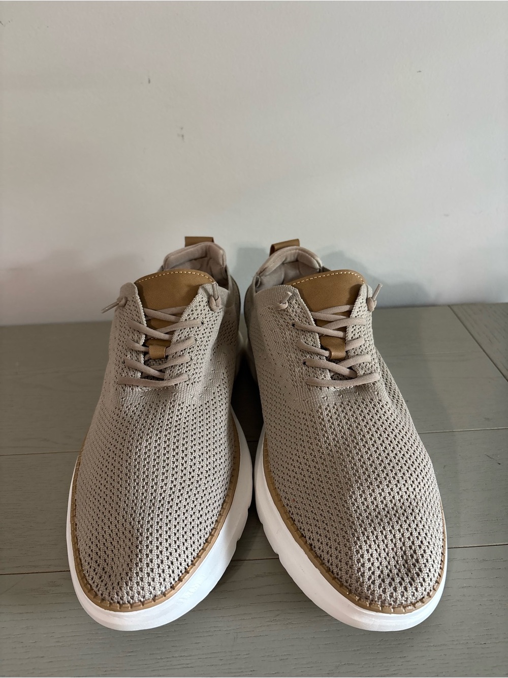 Men's Knit Casual Lace-Up Shoes — Taupe